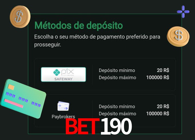 O cassino bet190 oferece uma grande variedade de métodos de pagamento